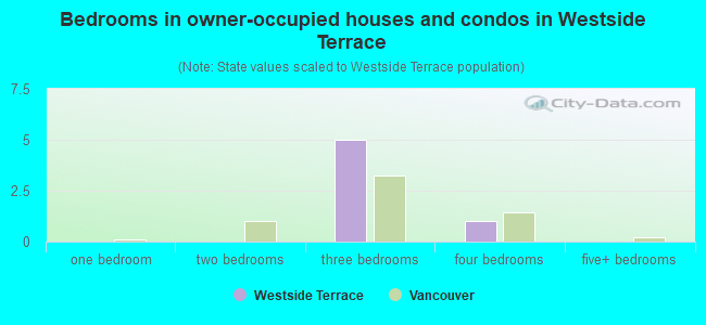 Bedrooms in owner-occupied houses and condos in Westside Terrace