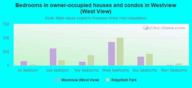 Bedrooms in owner-occupied houses and condos in Westview (West View)