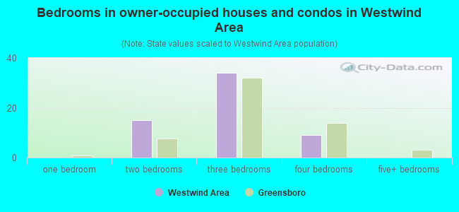 Bedrooms in owner-occupied houses and condos in Westwind Area