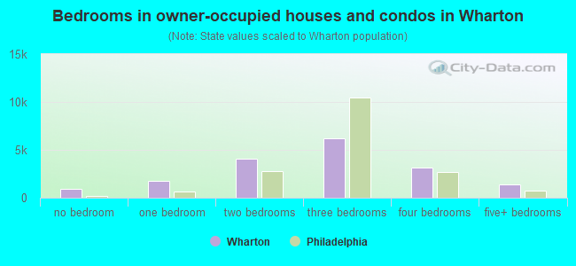Bedrooms in owner-occupied houses and condos in Wharton
