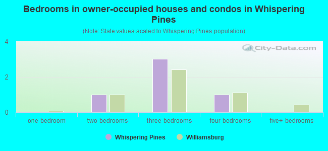 Bedrooms in owner-occupied houses and condos in Whispering Pines