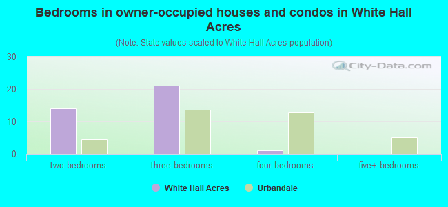 Bedrooms in owner-occupied houses and condos in White Hall Acres