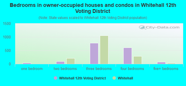 Bedrooms in owner-occupied houses and condos in Whitehall 12th Voting District