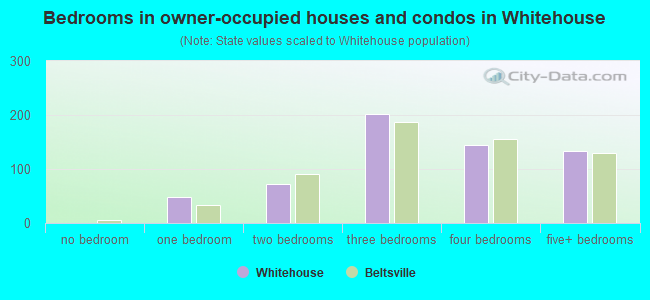 Bedrooms in owner-occupied houses and condos in Whitehouse