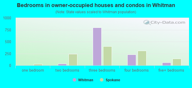 Bedrooms in owner-occupied houses and condos in Whitman