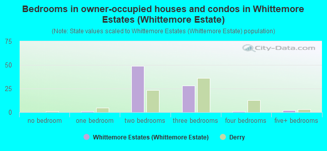 Bedrooms in owner-occupied houses and condos in Whittemore Estates (Whittemore Estate)