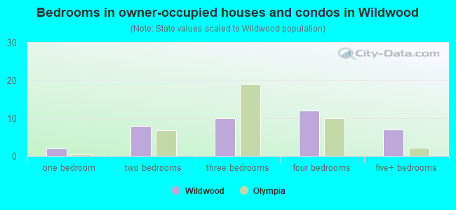 Bedrooms in owner-occupied houses and condos in Wildwood