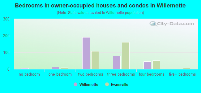 Bedrooms in owner-occupied houses and condos in Willemette