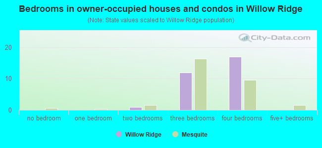 Bedrooms in owner-occupied houses and condos in Willow Ridge