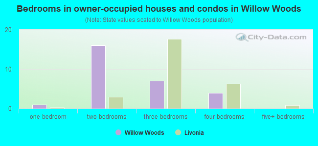 Bedrooms in owner-occupied houses and condos in Willow Woods
