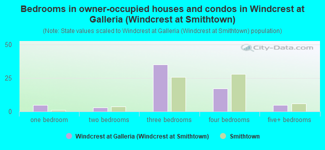 Bedrooms in owner-occupied houses and condos in Windcrest at Galleria (Windcrest at Smithtown)