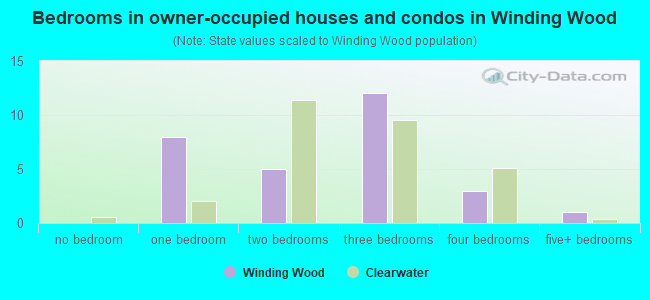 Bedrooms in owner-occupied houses and condos in Winding Wood