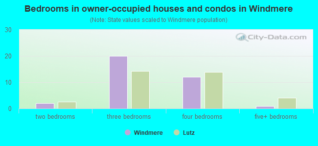 Bedrooms in owner-occupied houses and condos in Windmere