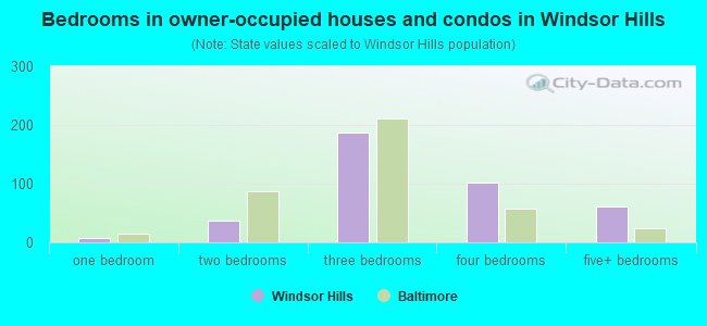 Bedrooms in owner-occupied houses and condos in Windsor Hills