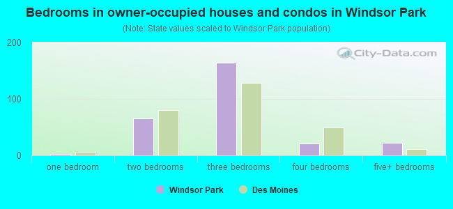 Bedrooms in owner-occupied houses and condos in Windsor Park
