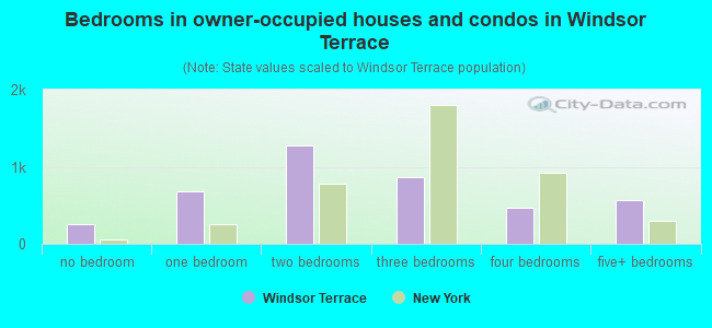 Bedrooms in owner-occupied houses and condos in Windsor Terrace
