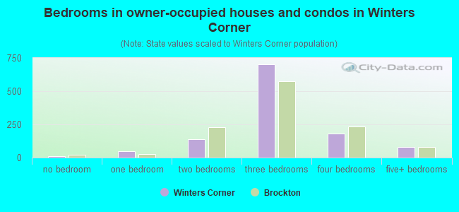 Bedrooms in owner-occupied houses and condos in Winters Corner