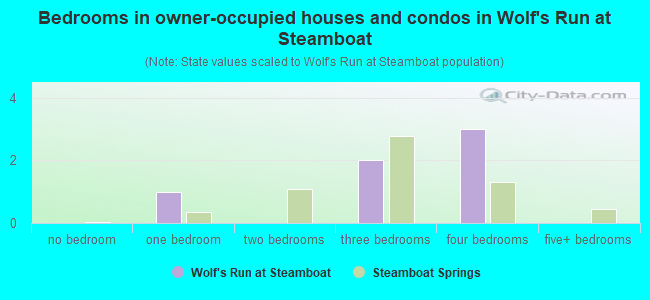 Bedrooms in owner-occupied houses and condos in Wolf's Run at Steamboat