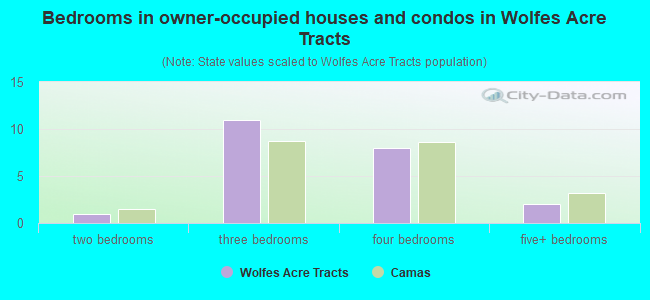 Bedrooms in owner-occupied houses and condos in Wolfes Acre Tracts