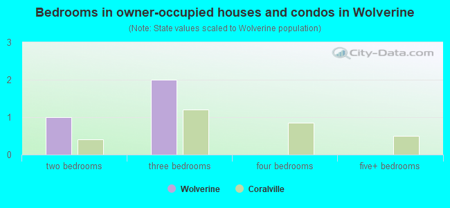 Bedrooms in owner-occupied houses and condos in Wolverine