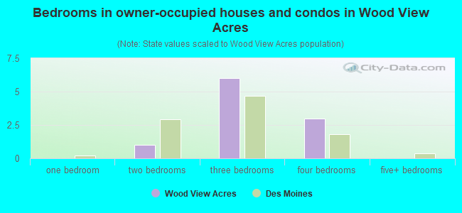 Bedrooms in owner-occupied houses and condos in Wood View Acres