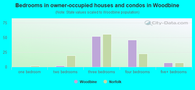 Bedrooms in owner-occupied houses and condos in Woodbine