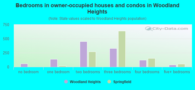 Bedrooms in owner-occupied houses and condos in Woodland Heights