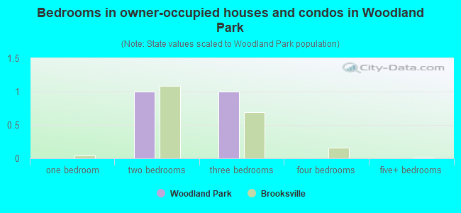 Bedrooms in owner-occupied houses and condos in Woodland Park