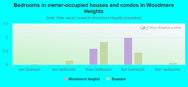 Bedrooms in owner-occupied houses and condos in Woodmere Heights
