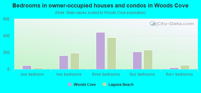 Bedrooms in owner-occupied houses and condos in Woods Cove
