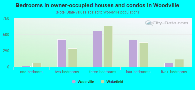 Bedrooms in owner-occupied houses and condos in Woodville