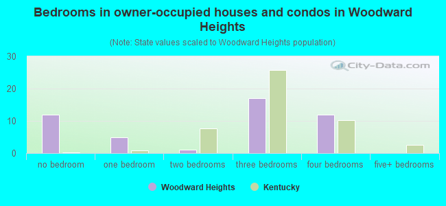 Bedrooms in owner-occupied houses and condos in Woodward Heights