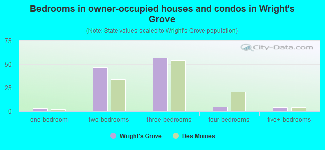 Bedrooms in owner-occupied houses and condos in Wright's Grove