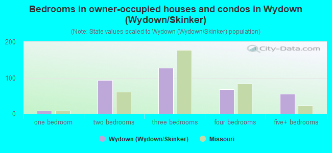 Bedrooms in owner-occupied houses and condos in Wydown (Wydown/Skinker)