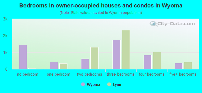 Bedrooms in owner-occupied houses and condos in Wyoma