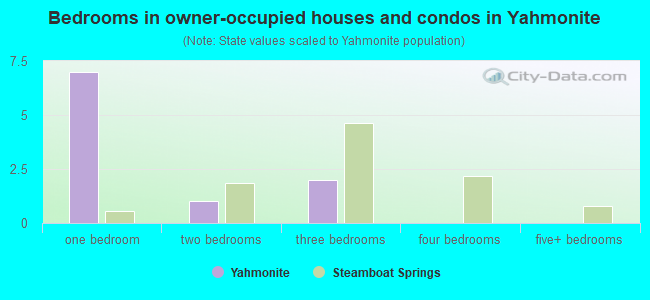 Bedrooms in owner-occupied houses and condos in Yahmonite