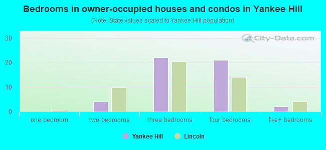 Bedrooms in owner-occupied houses and condos in Yankee Hill