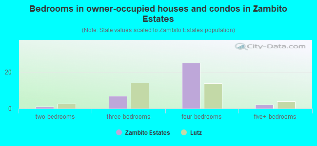Bedrooms in owner-occupied houses and condos in Zambito Estates