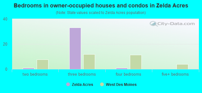 Bedrooms in owner-occupied houses and condos in Zelda Acres
