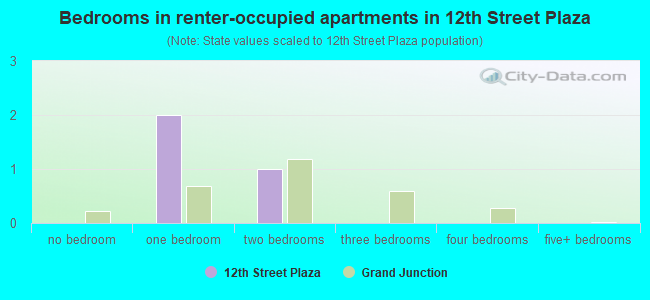 Bedrooms in renter-occupied apartments in 12th Street Plaza