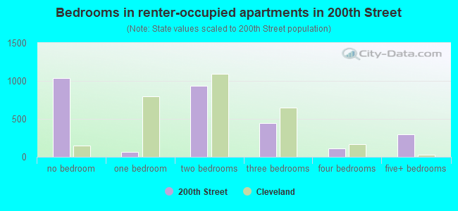 Bedrooms in renter-occupied apartments in 200th Street