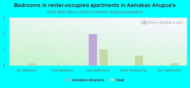 Bedrooms in renter-occupied apartments in Aamakao Ahupua`a