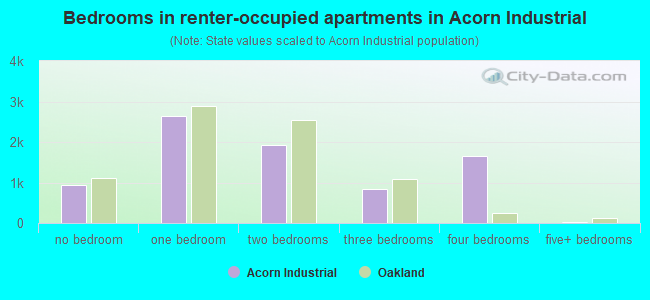 Bedrooms in renter-occupied apartments in Acorn Industrial