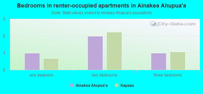 Bedrooms in renter-occupied apartments in Ainakea Ahupua`a