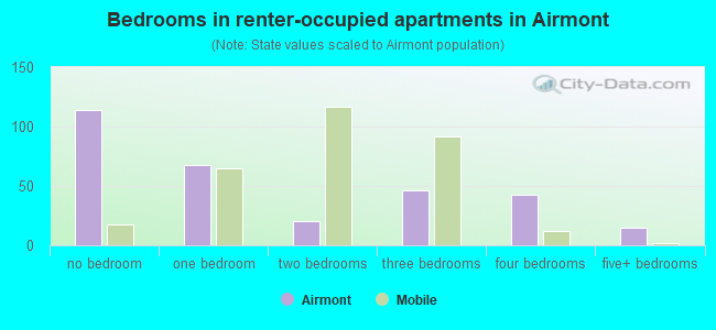 Bedrooms in renter-occupied apartments in Airmont
