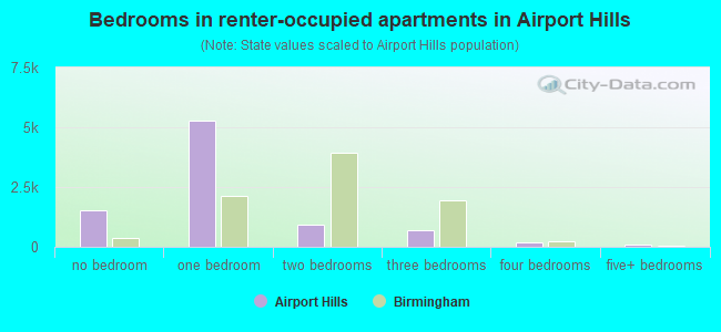 Bedrooms in renter-occupied apartments in Airport Hills