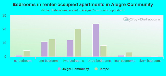 Bedrooms in renter-occupied apartments in Alegre Community