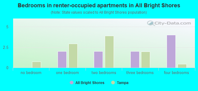 Bedrooms in renter-occupied apartments in All Bright Shores