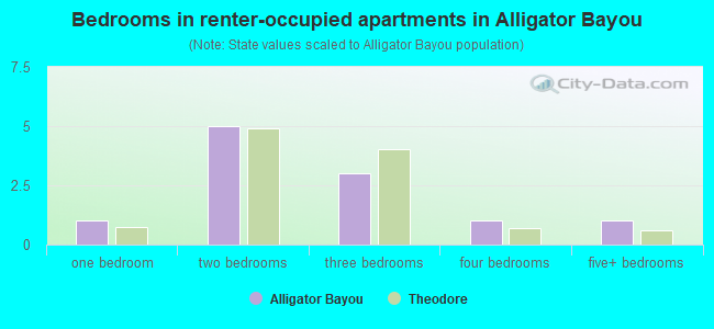 Bedrooms in renter-occupied apartments in Alligator Bayou