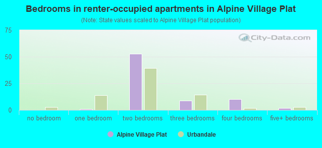 Bedrooms in renter-occupied apartments in Alpine Village Plat